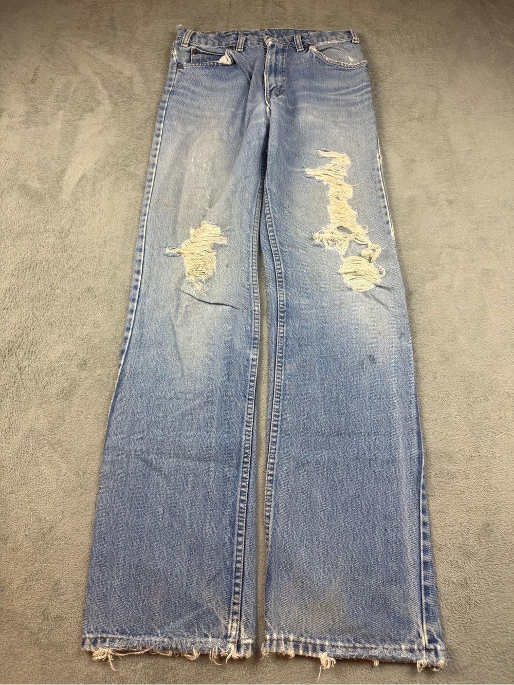 Levis Orange Tab Distressed Straight Fit Baggy Blue Jeans Size 30x35
